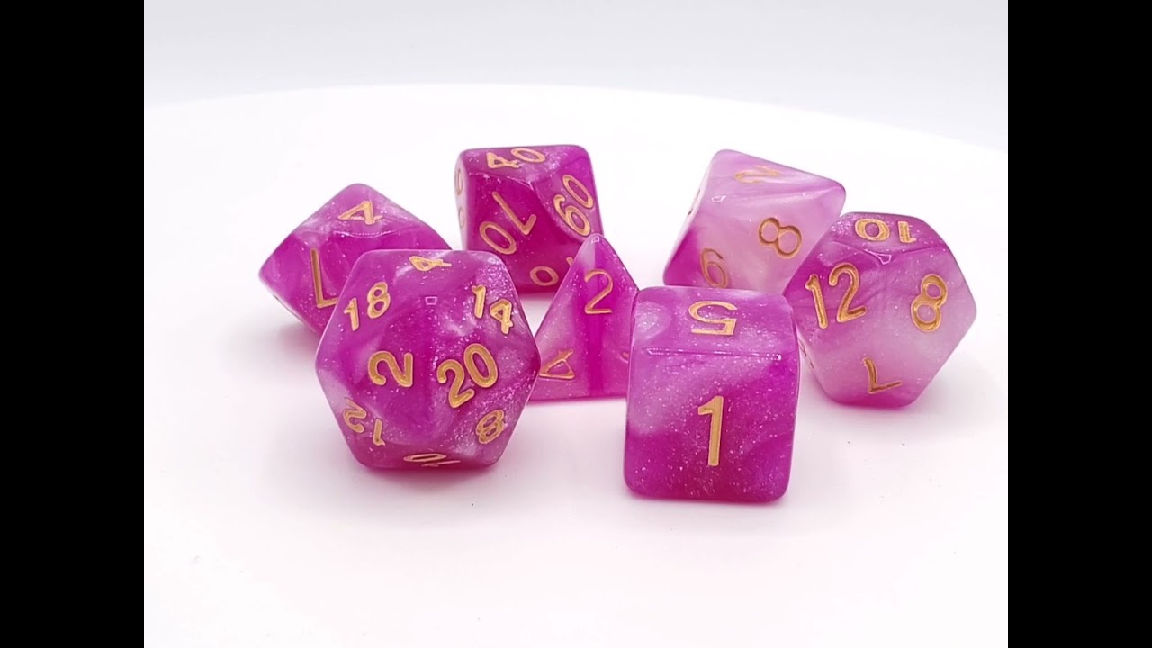 Old School 7 Piece DnD RPG Dice Set: Galaxy - First Kiss