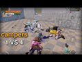 1 vs 4 to campers in apartment  battleground mobile india  spoil white