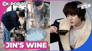 BTS Jin makes traditional Korean wine wearing his combat uniform