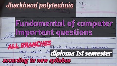 Fundamental of computer important questions ||Jharkhand polytechnic ||1st semester 2024