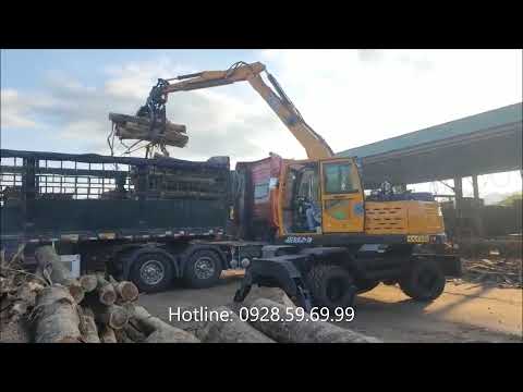 Video Máy Xúc Đào Gắp Gỗ Từ Xe Đầu Kéo, Tải Thùng Thành Cao... - youtube