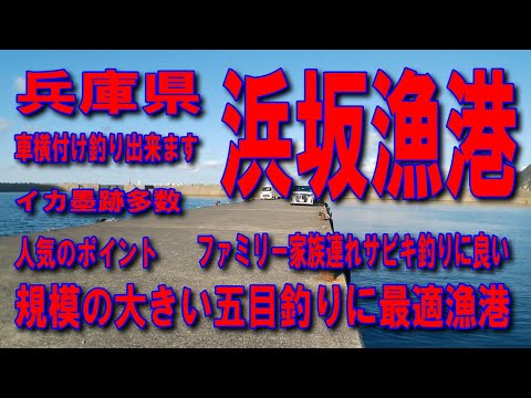 #138兵庫県浜坂漁港規模の大きい五目釣りに最適漁港紀州釣りに最適整備された駐車場山陰海岸は海がきれい車横付け釣り出来ます波止が低いので安全ファミリー家族連れサビキ釣りに良いイカ墨跡多数足場の良い波止