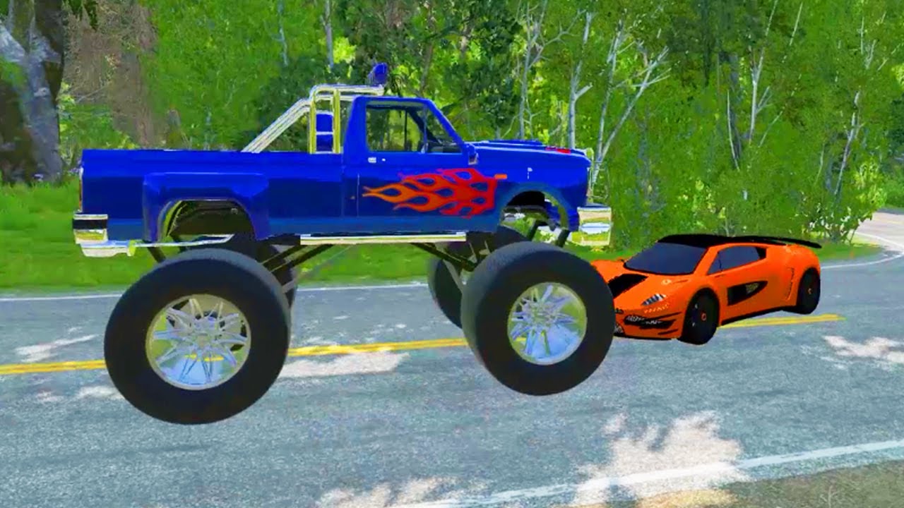 Monster Trucks vs Cars BeamNG.Drive YouTube