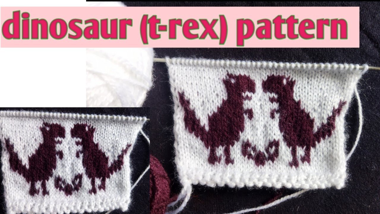 dinosaur (t-rex) pattern in knitting for kids sweater डायनोसोर टी- रेक्स डिज़ाइन बुनाई में