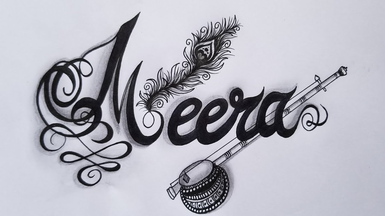 Diy Customized Name Art Meera Simple Namefonts Freehand Drawings Youtube