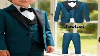 Dtlumika Popular Aqua Boys Suit Set For Wedding 3 Pieces Suit Set Formal Tuxedo Jacket Vest Pants