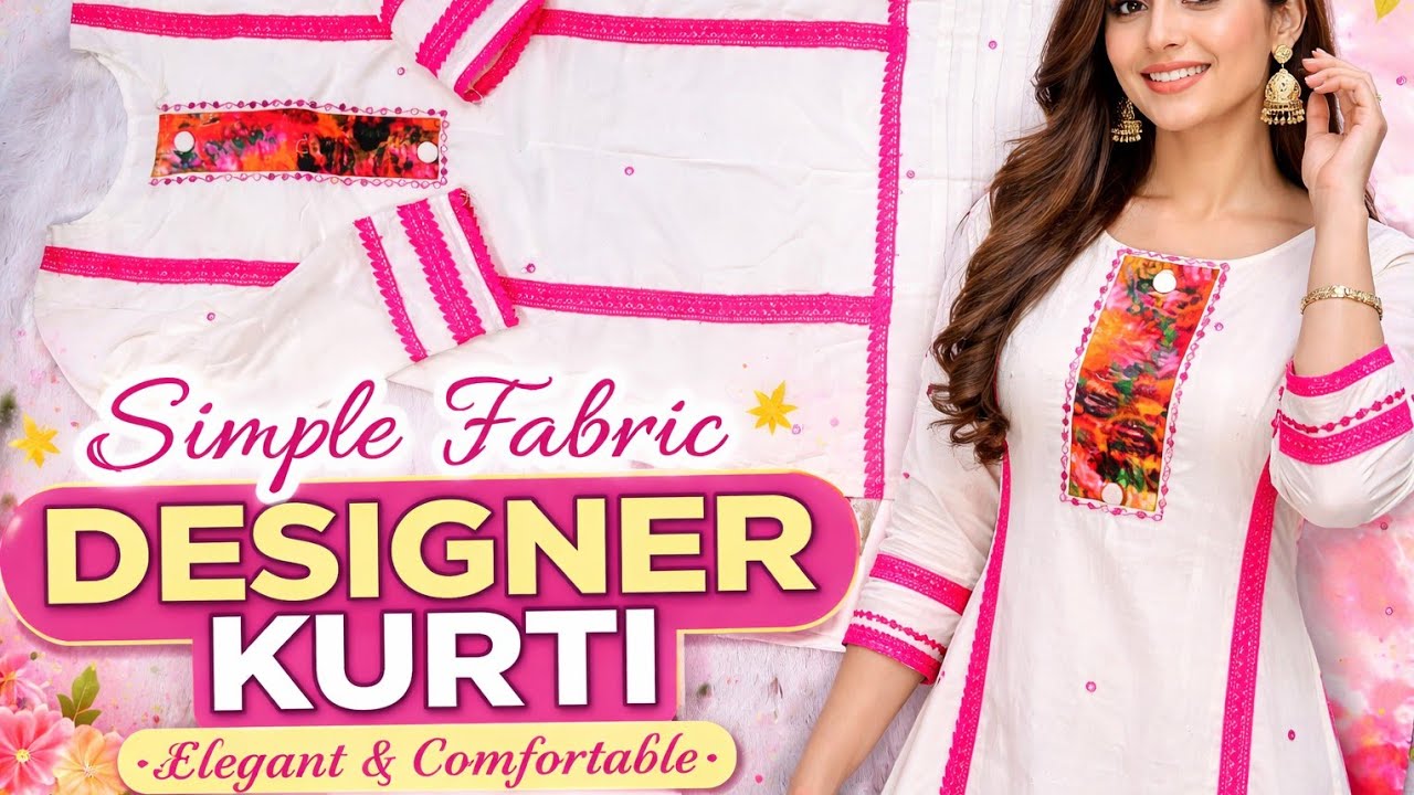Kurti Cutting and Stitching Full Tutorial | Easy Method at Home /Simple Fabric Se Kurti Cutting