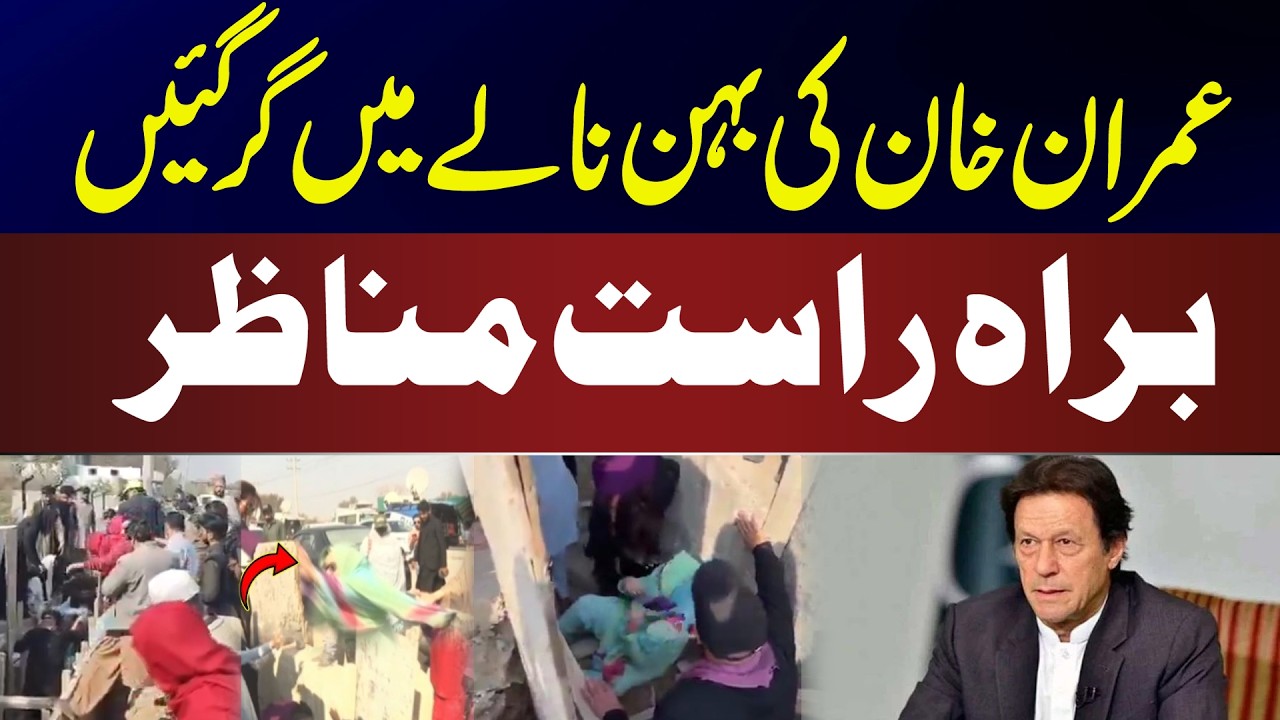 Imran Khan’s Sister Noreen Khan Falls into Drain While Crossing | Video Goes Viral | News One