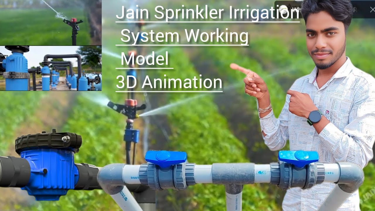 Jain Sprinkler Irrigation System Working Model 3D Animation🚜🌾📌🎉