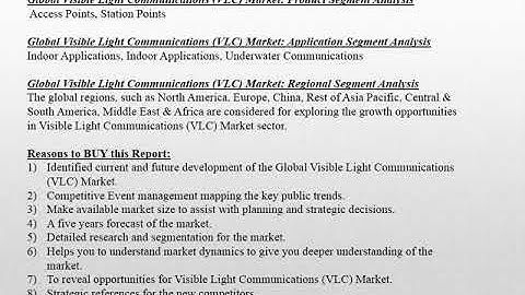 Visible Light Communications (VLC) Market