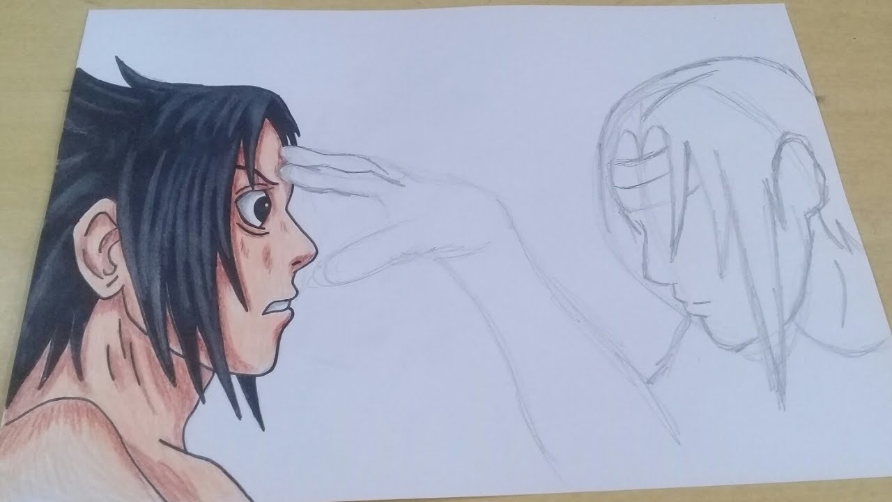 DESENHANDO o BEIJO do SASUKE e NARUTO CENA de ANIME AO VIVO part 2 