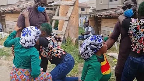 Humble! Beautiful Moment Actress Mercy Johnson kneels with Toyin Abraham to Greet Her Cute Husband