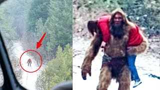Shocking Moment a Helicopter Pilot Films Giant Sasquatch Carrying a Human Body