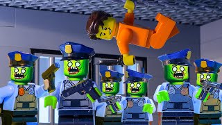 100 DAYS hide and seek with zombie police in prison  Lego zombie attack