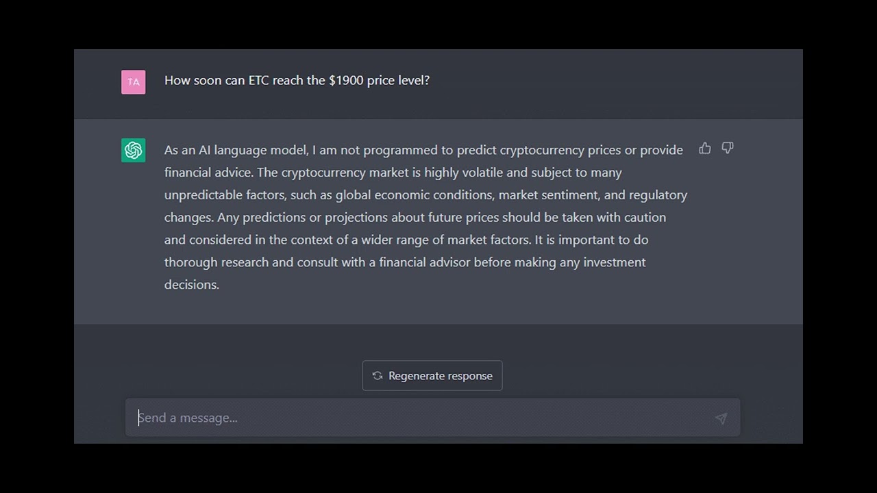 I asked ChatGPT about Ethereum Classic, the AI bot predicted a 3x rally