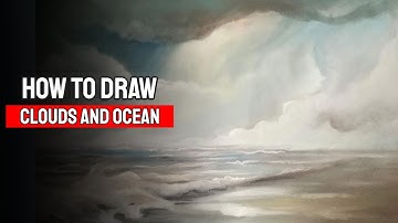 How to draw the Ocean sea waves and Clouds with Panpastel and pastel pencils