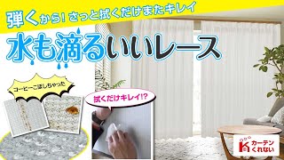 驚きの撥水力！汚れにくい！カビにくい！昼夜目隠し超撥水レース「水も滴るいいレース」【カーテンくれない】／Water-repellent lace curtain