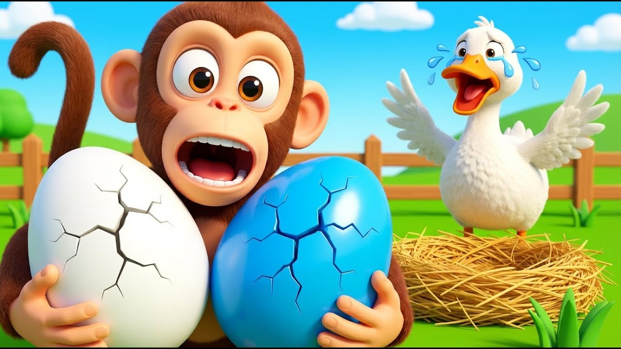 Naughty Monkey Steals Duck Eggs! 🚁 Police Rescue Ducklings | 3D Farm Cartoon Adventure