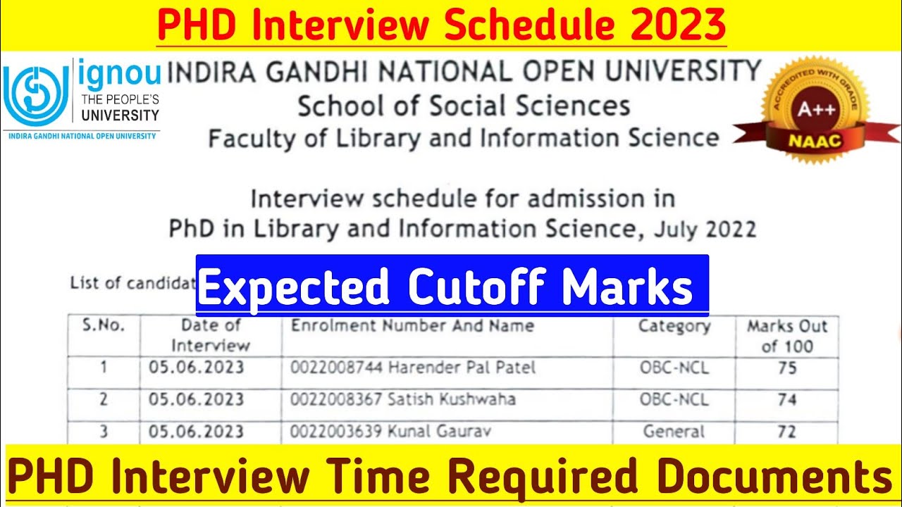 ignou phd interview schedule 2023