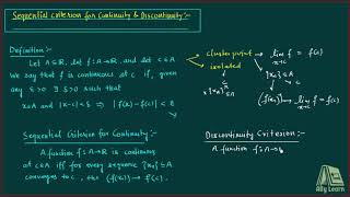 18 | Sequential Criterion for Continuity & Discontinuity | Explanation | Hindi