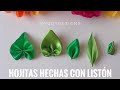 Como hacer hojitas con listón de satin |  How to make a satin ribbon leaves | Folhas de Fita