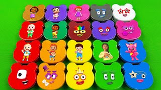 Numberblocks & Cocomelon - Looking SLIME with Cat's Face Shape Mix Coloring - Satisfying Slime ASMR