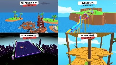 Stumble Guys Gameplay : Sh-ARRRRGH-ks!, Super Slide, Block Dash Classic, Honey Drop (android, iOS)