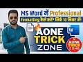 Word me Formatting Kaise Karte Hai? | Microsoft Word Beginner Tutorial in Hindi | Aone Trick Zone