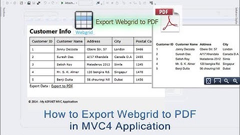 How to Export Webgrid to PDF in asp.net MVC4 Application