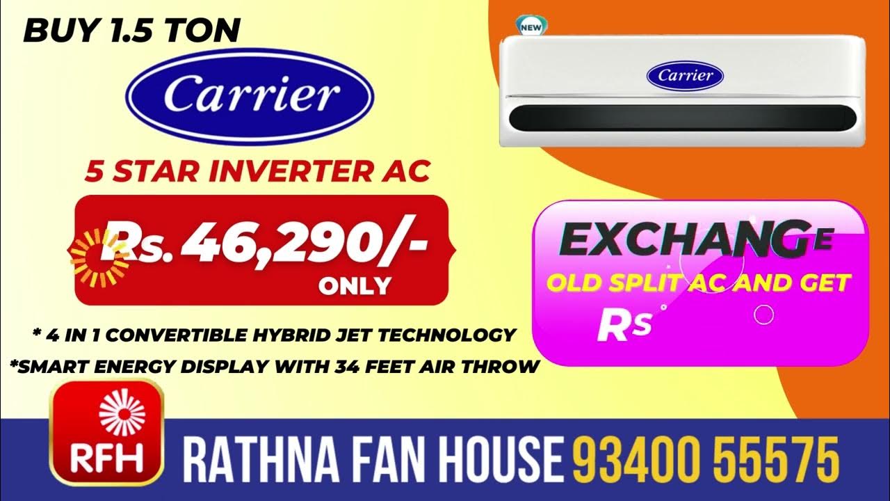 Buy Carrier 1.5 Ton 5 Star Inverter AC, YouTube