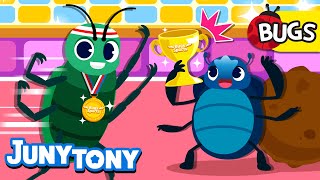 Bugs Sports Games | Who Is the Fastest Runner? | Fun Sports Games | Insect Songs for Kids | JunyTony