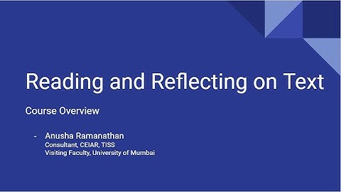 Reading and Reflecting on Texts   Recording 1   20 April 2020