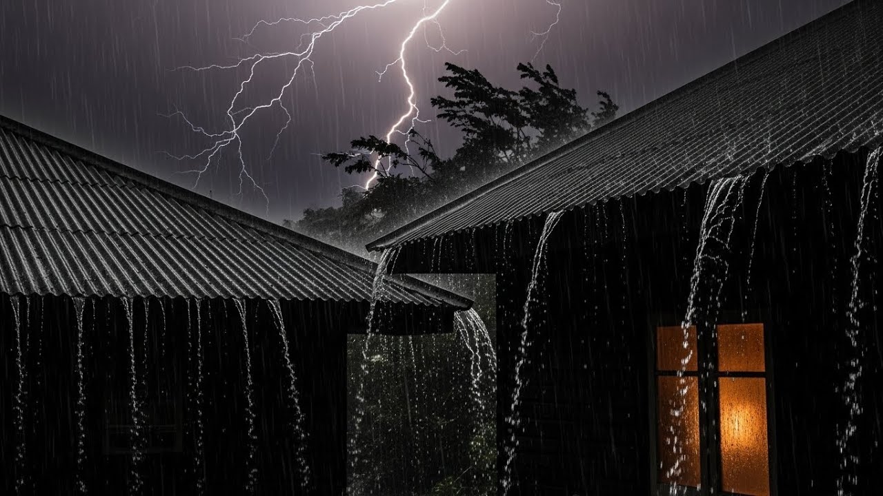 Stormy Rain on Metal Roof 🌧️ Sleep Instantly with Deep Thunder Ambience #47