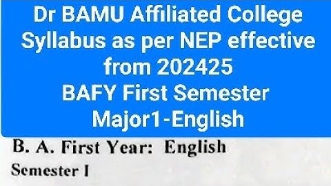 Dr BAMU NEP BA FY Major(DSC1)-English/First Semester