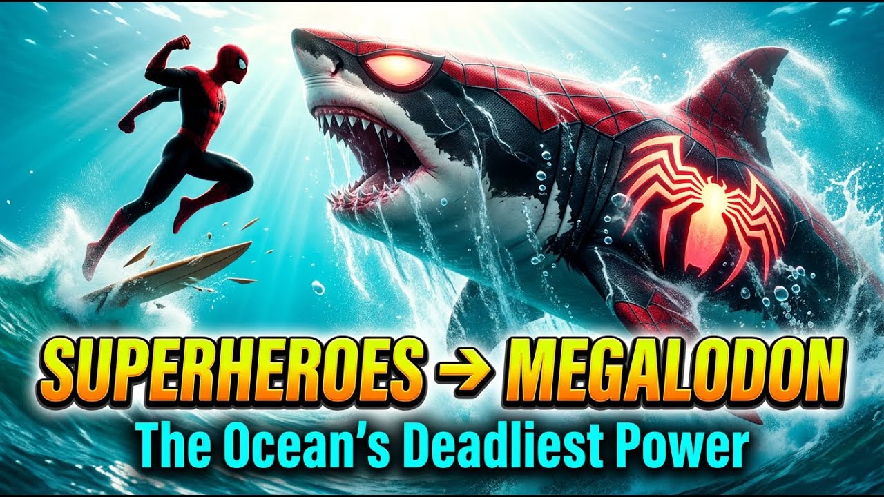 Superheroes Transform Into GIANT MEGALODON 🦈 Epic Ocean Cinematic