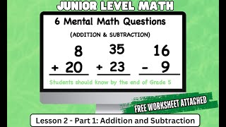 Practice Addition Subtraction Math Question One digit by one digit and two digits by two digits