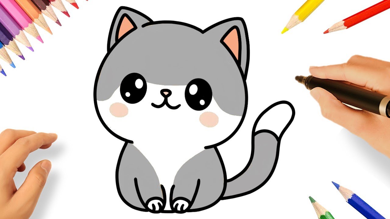 Como Desenhar Um Gato Fofo e Facil Passo a Passo Kawaii