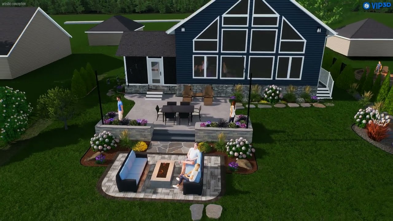 Waterfront WOW Factor! Sunken Fire Pit & Boulder Wall Transformation