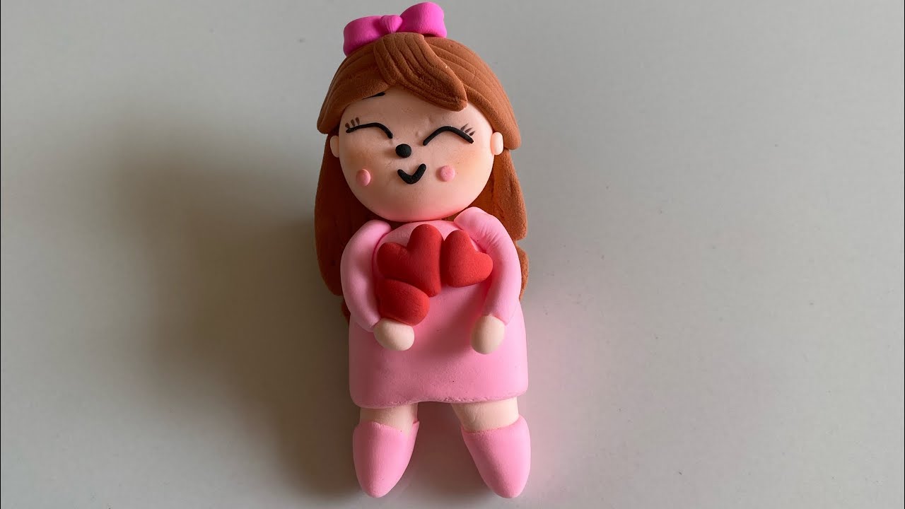 How to make cute Doll clay with me -❤/Easy modeling carsfts tutorial