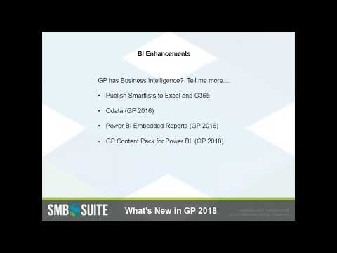 SMB Suite Webinar - What's New in Dynamics GP 2018