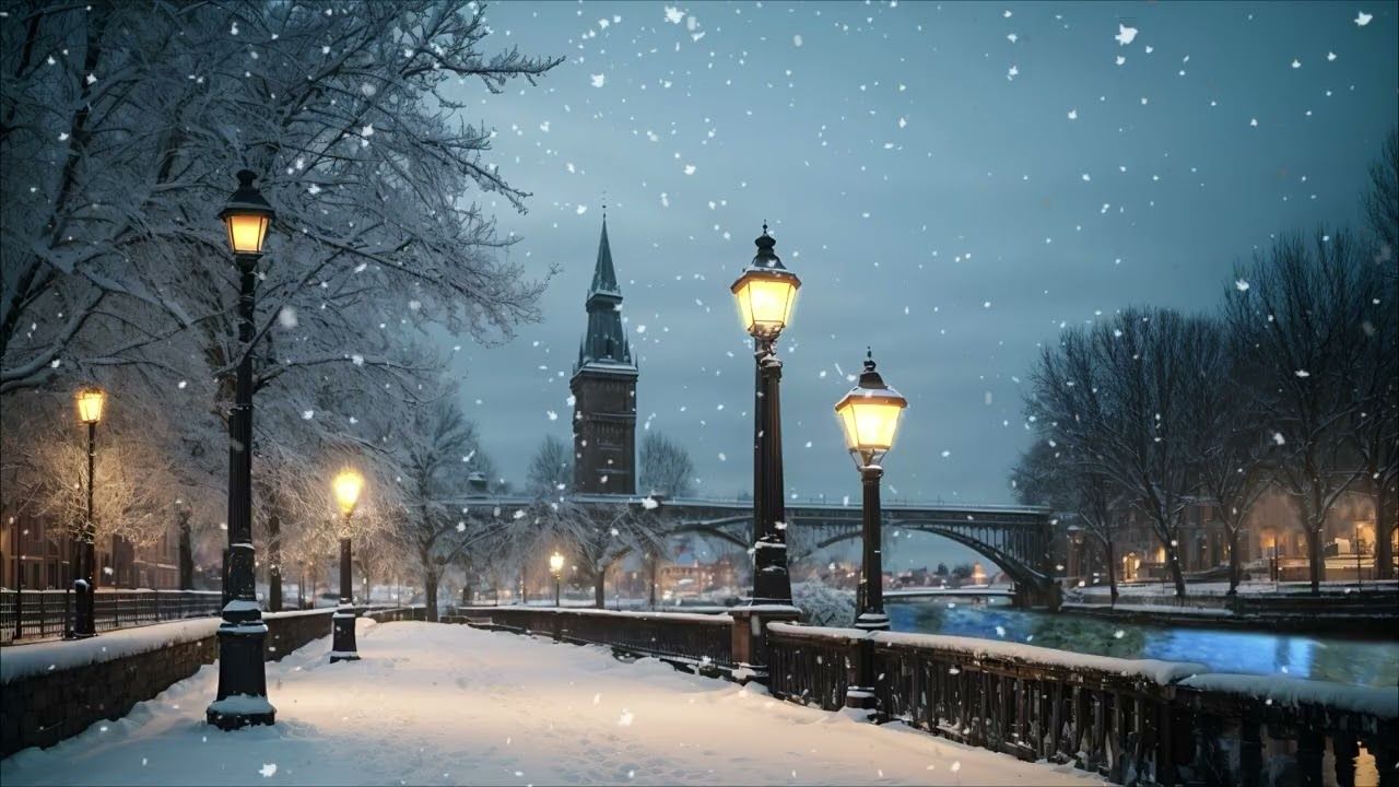 Cozy Snowfall Ambience on a Quiet Night Street | White Noise for Relaxation and Sleep
