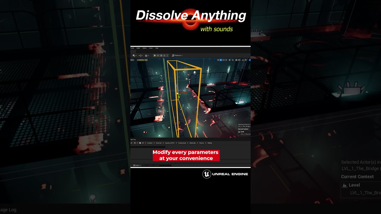 Example of Dissolve Anything with sounds in Unreal Engine