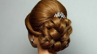 Wedding prom hairstyle for long hair. Bridal updo.