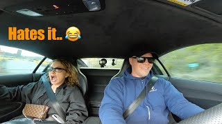 Wife Experiences Launch Control For The First Time  (Audi R8 V10 Plus)