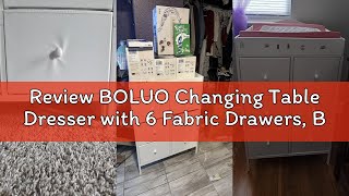 Review BOLUO Changing Table Dresser with 6 Fabric Drawers, Baby Dresser with Changing Table Top Diap