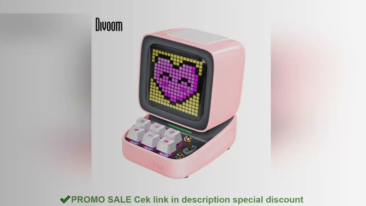 Divoom Ditoo-Pro Retro Pixel Art Bluetooth Portable Speaker Alarm Clock DIY LED Display Board, Cute