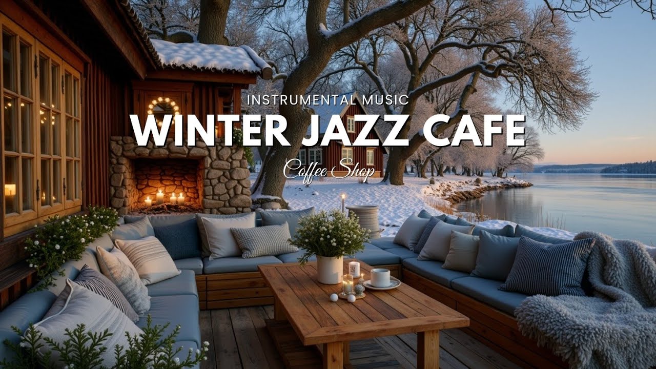 Winter Jazz Cafe Ambience ~ Cozy Fireplace Smooth Jazz for Relaxation ...