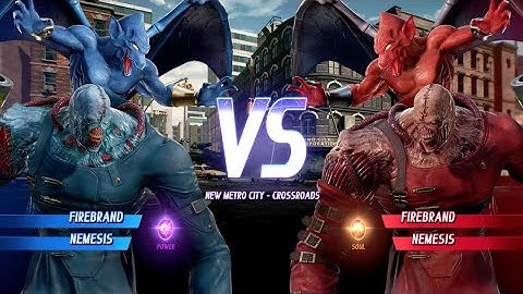 MARVEL VS. CAPCOM: INFINITE Blue Firebrand and Blue Nemesis vs Firebrand and Red Nemesis