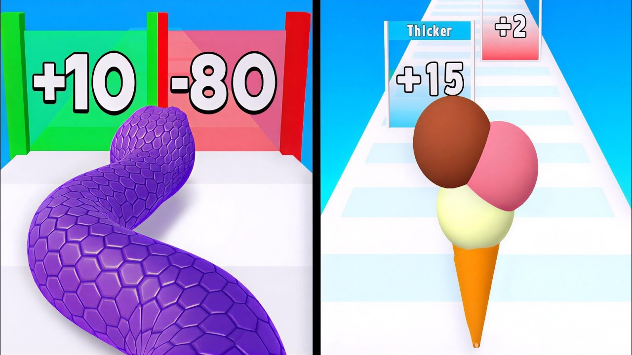 Ice Cream Rush vs Snake Run Race - Max Levels Unlocked Speedrun Gameplay