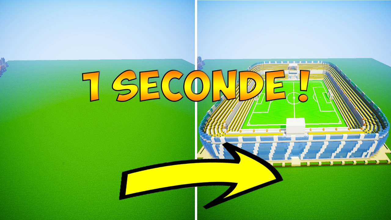 CONSTRUIRE UN STADE DE FOOT EN 1 SECONDE ! | MOD MINECRAFT - YouTube